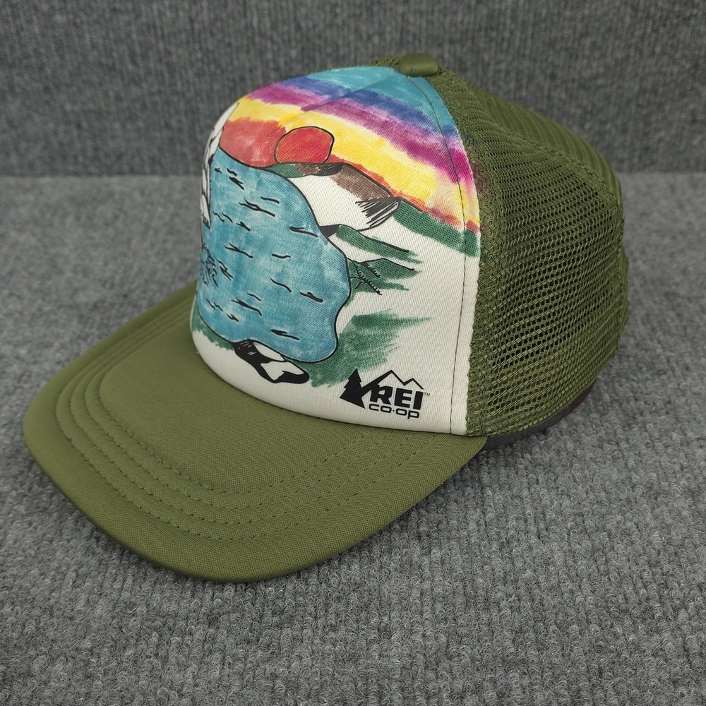 REI Co-op Hat Cap Snap Back Adjustable Green Mesh‎ Trucker Fishing Lake Art Mens - Picture 4 of 10